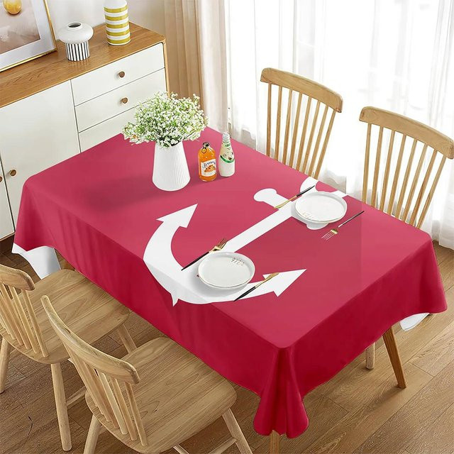 Nautische Anker Tischdecke von Fancy Style Studio, Rechteckig, Rot, B/T: 120 x 60 cm - Bild 1