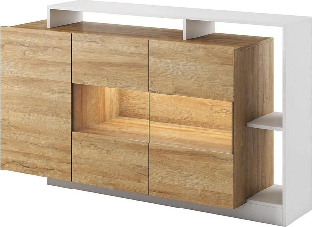 Vente-unique Sideboard Idesia in Naturfarben Hell und Weiß mit integrierter Beleuchtung - Bild 1