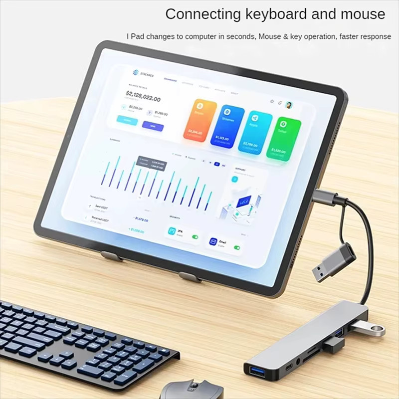 KOJESHUN 8-in-1 USB-Hub Dockingstation mit USB-A und USB-C 3.0, SD und TF Kartenleser sowie Audio-Anschluss - Bild 3
