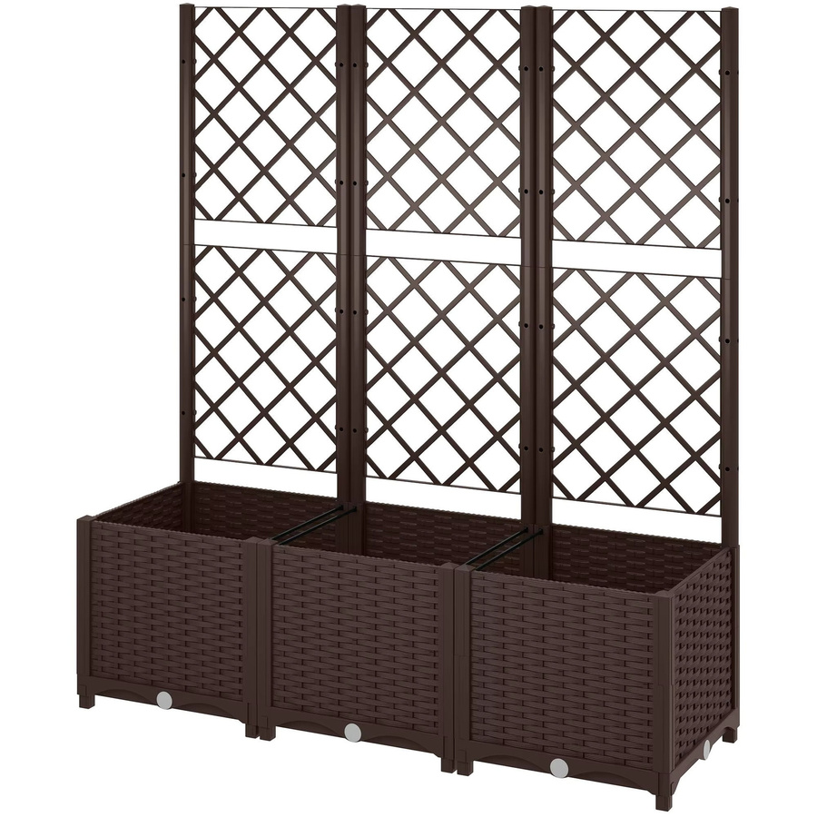 Outsunny Blumenkasten mit Trellis aus Kunststoff in Braun, B/T/H: 120 x 40 x 135 cm - Bild 2