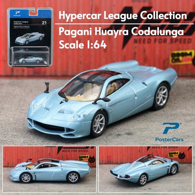 Postercars Pagani Huayra Codalunga Super Sportwagen, Diecast Fahrzeug, 1:64, ab 14 Jahren - Bild 1