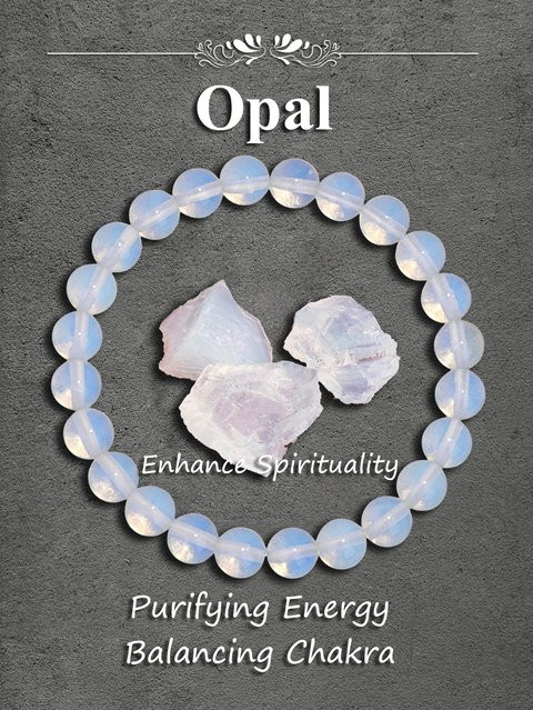 Perlenarmband Naturstein-Opal, Weiß, Unisex - Bild 1