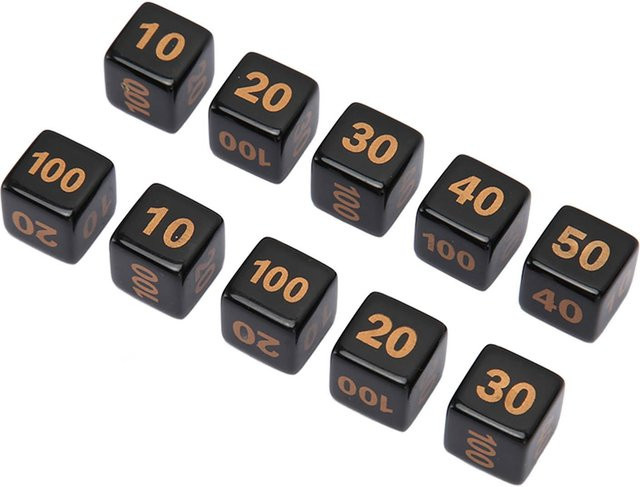 CosyHome Würfelset, 10-teiliges Set, Kunststoff, Schwarz, Zahlenwürfel - Bild 1