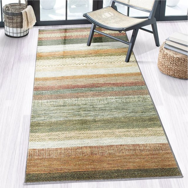 Floordirekt Teppich-Läufer Naxos modern gestreift in Beige-Rot - Bild 1