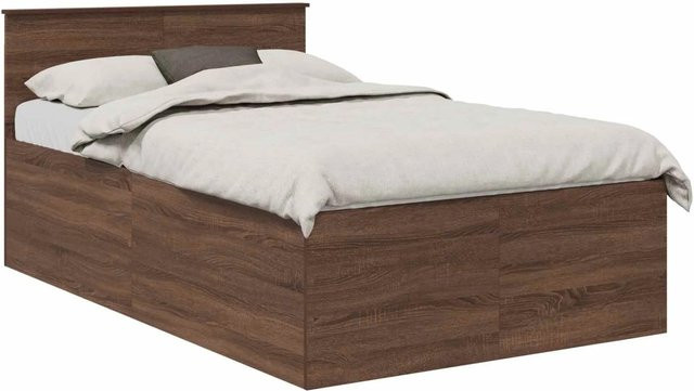 vidaXL Bettrahmen in Eiche Braun aus Holzwerkstoff, B/T/H: 135 x 190 x 33,55 cm - Bild 1
