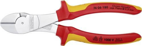 Knipex Kraft-Seitenschneider 74 06 180 VDE isoliert mit Facette und Mehrkomponenten-Hüllen, verchromt, Länge: 180 mm - Bild 1