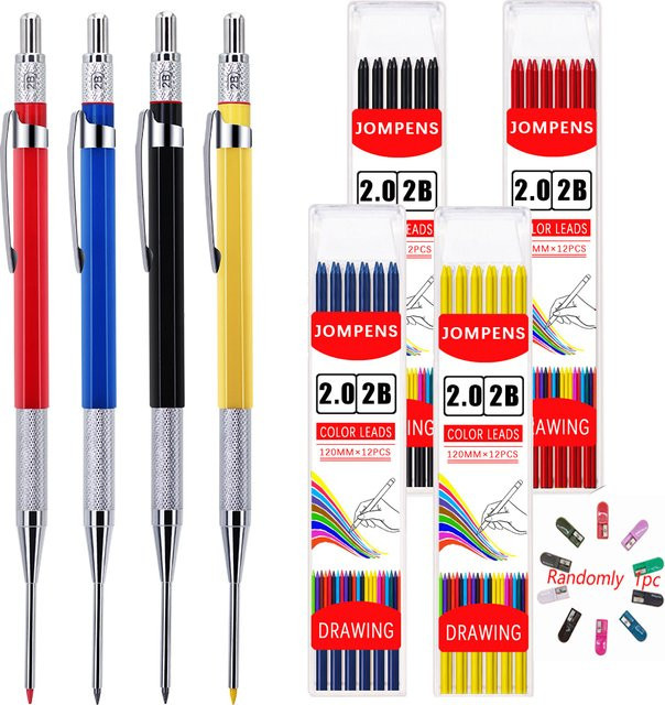 JOMPENS Zimmermannsmarkierungsstift-Set für Metall und Holz in Blau mit 2,0 mm Minen-Nachfüllung und Bleistiftspitzer - Bild 1