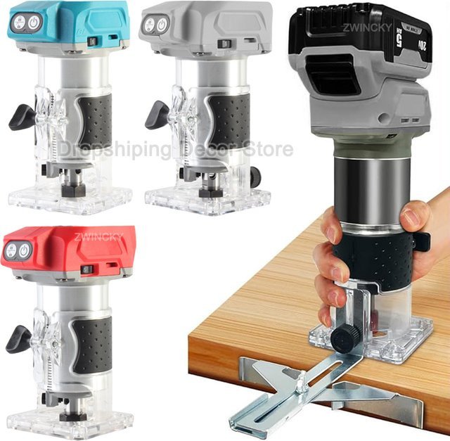 BSIDE Akku Bürstenloser Trimmer für Makita Dewalt Milwaukee 18V mit 5 Geschwindigkeiten als Elektrisches Trimm-, Holzfräs- und Gravierwerkzeug - Bild 1