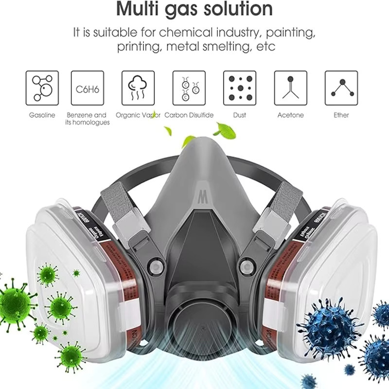 Dolphin Protect 15in1 Atemschutzmaske Halbmaske zum Schutz vor Staub, Gas und organischen Dämpfen für Maler- und Sprüharbeiten - Bild 2
