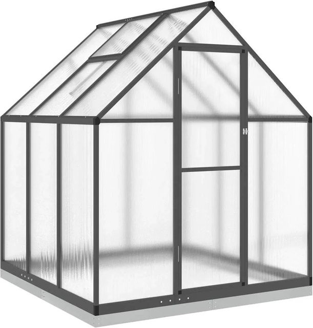 Furnicato Gewächshaus aus Aluminium mit Fundamentrahmen und Polycarbonat in Anthrazit, B/T/H: 169 x 169 x 202 cm - Bild 1
