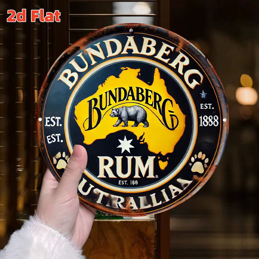 Potdemiel Vintage Wandkunst aus Metall, Rundes Bundaberg Rum Logo Gedenkabzeichen in Mehrfarbig, Durchmesser: 20 cm - Bild 4