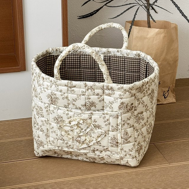 Airfriend Vintage Blumenmuster Organizer-Korb mit Griff, faltbarer Aufbewahrungskorb aus Stoff in Multicolour - Bild 1