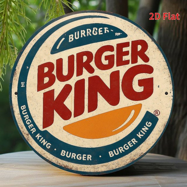 Burger King Retro-Metallschild mit Logo in Rot und Weiß, B/H: 20 x 20 cm - Bild 1