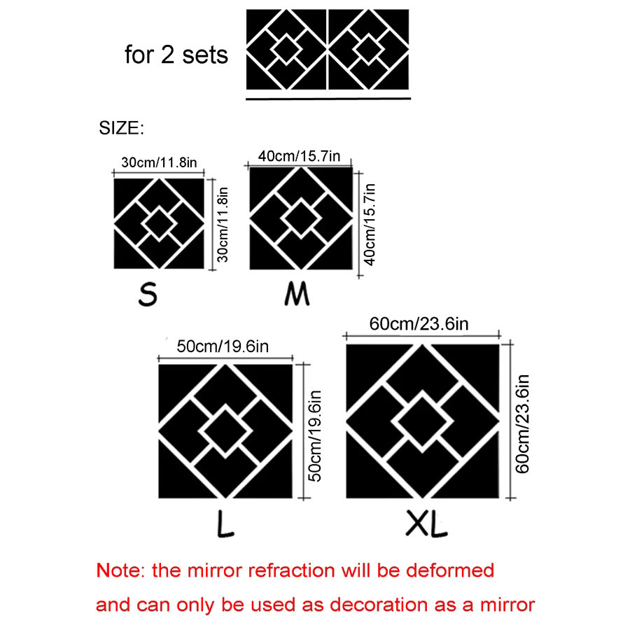 DXLYMYU 2 Sets 3D-Spiegel-Wandaufkleber aus Acryl in Silber mit geometrischer Form zur Wanddekoration - Bild 1