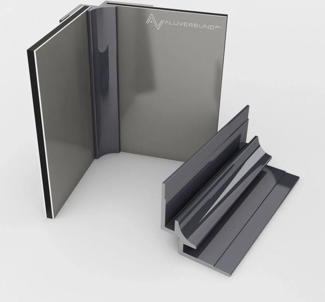 Aluverbund24 Inneneckprofil für Alu Verbundplatten aus Aluminium in Anthrazit RAL7016, Länge: 300 cm - Bild 1