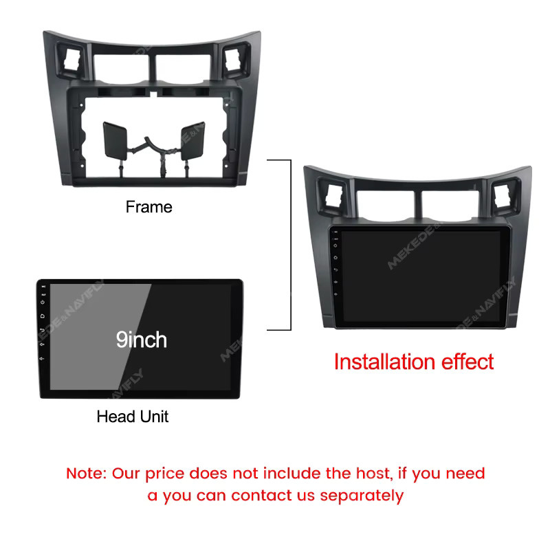 MEKEDE 9 Zoll Auto Multimedia Radio Rahmen Kit für Toyota Yaris 2005-2012 Armaturenbrett Kabel Panel Komplettset in Schwarz - Bild 4