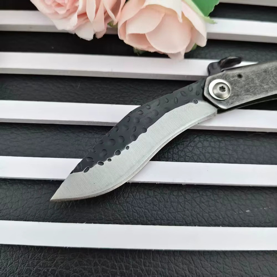 Higonokami Faltbares Campingmesser in Schwarz mit Lederetui als EDC-Werkzeug für Küche, Obst und Angeln - Bild 3