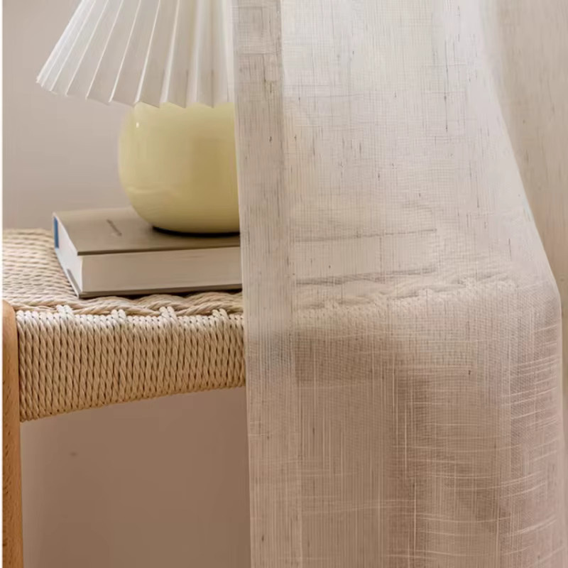 Nanavtoria Décor Transparente Fenstervorhänge aus Baumwollleinen in Weiß - Bild 2
