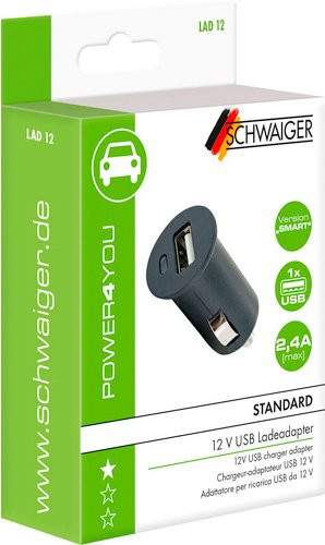 Schwaiger Smart USB Ladeadapter für Zigarettenanzünder 12V-24V mit USB-A in Schwarz - Bild 1