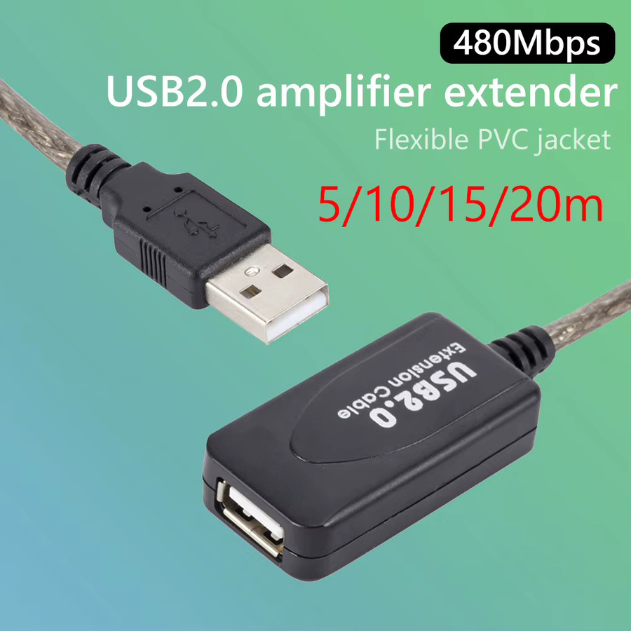 VODOOL USB 2.0 Aktives Verlängerungskabel USB-A Stecker auf Buchse in Schwarz - Bild 2
