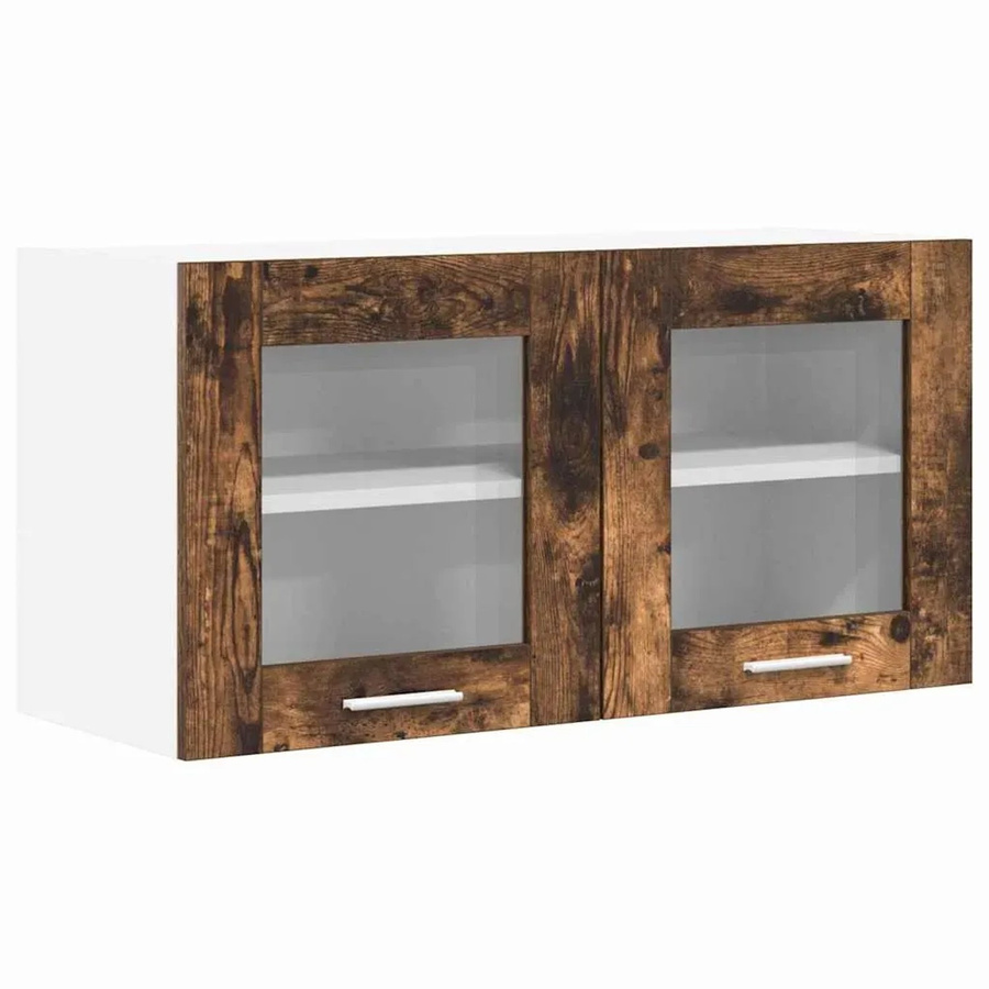 vidaXL Hängeschrank Riga Küchenschrank in Geräucherte Eiche und Weiß, B/T/H: 80 x 31 x 40 cm - Bild 2