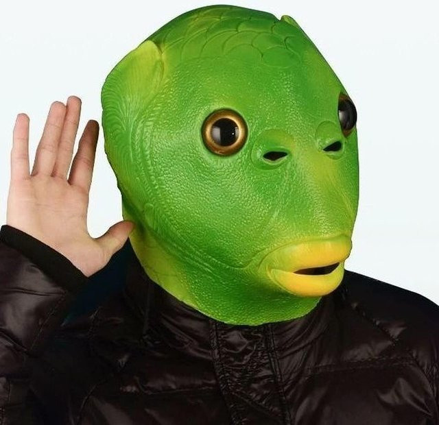Grüne Fischkopf-Latexmaske, Vollgesichts-Tier-Requisite, für Erwachsene - Bild 1