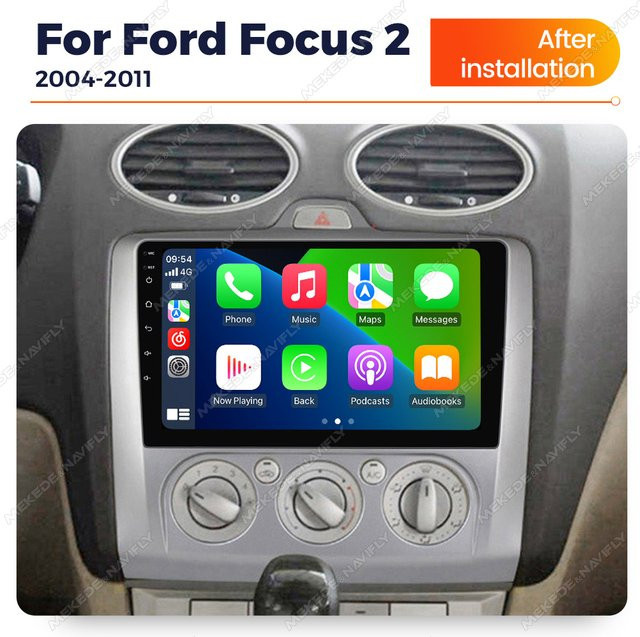 STRONGNAVI Android 2Din Autoradio für Ford Focus 2 3 Mk2 Mk3 mit kabellosem CarPlay, GPS und Bluetooth in Schwarz - Bild 1