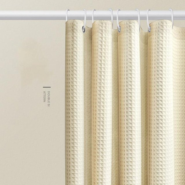Wasserfester Duschvorhang aus Jacquard-Waffelstruktur in Beige, Sichtschutz für Badezimmer und Duschkabine, B/H: 80 x 180 cm - Bild 1