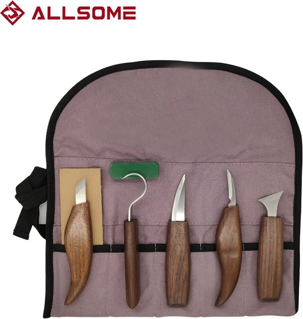 Allsome Holzschnitz-Kit mit 8-teiligem Schnitzmesser-Set für Anfänger in Braun - Bild 1