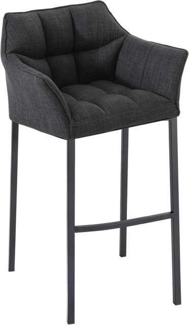 DELUKE Barhocker GIBEL Stoff Dunkelgrau Schwarz mit Lehne B/T/H: 64 x 48 x 110 cm - Bild 1