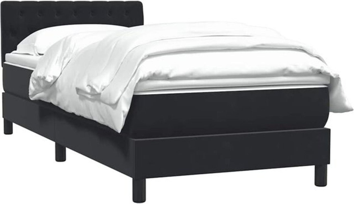 vidaxl Boxspringbett mit Matratze aus Samt in Schwarz B/T/H: 90 x 210 cm - Bild 1
