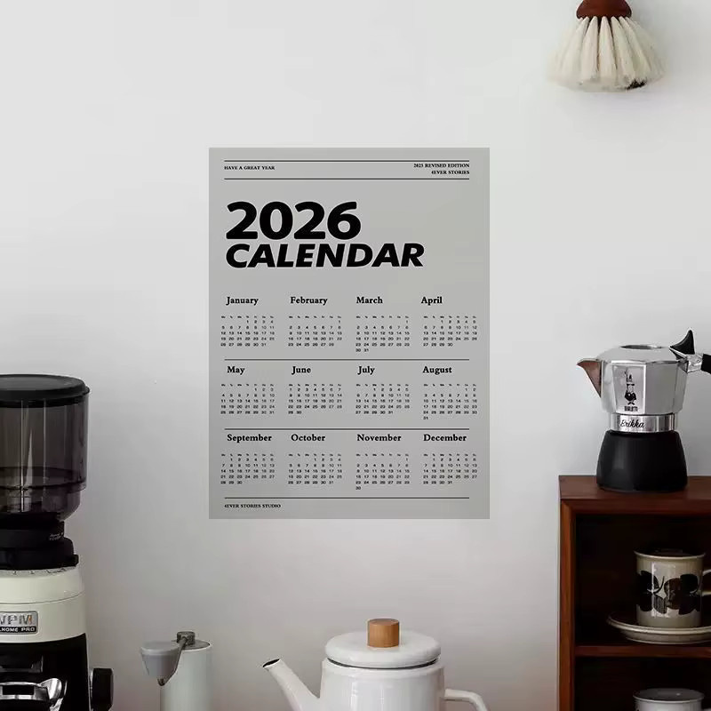 2026 Wandkalender-Poster aus Leinwand in Weiß, Monatlicher Kalender für Wohnzimmer und Klassenzimmer zur Rahmung, B/H: 30,0 x 20,0 cm - Bild 2