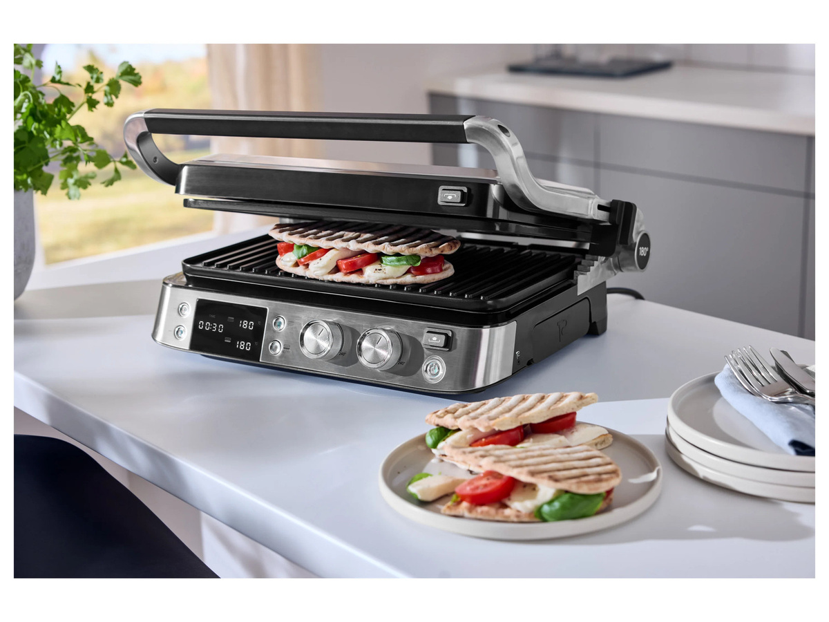 SILVERCREST Digitaler Premium-Kontaktgrill SKGB 2000 A1 in Silber mit Digitaldisplay und Edelstahlgehäuse, B/T/H: 36,5 x 36,5 x 15,5 cm - Bild 2