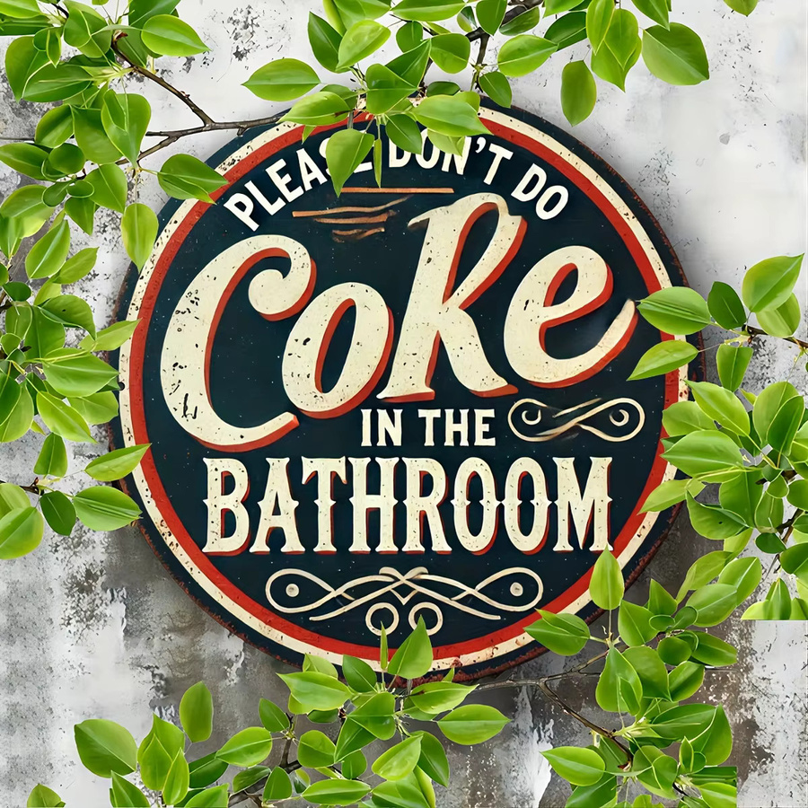 Potdemiel Wandkunstschild im Vintage-Stil aus Metall, bitte nicht im Badezimmer zu Cola, quadratisch, Mehrfarbig, B/H: 20,3 x 20,3 cm - Bild 4