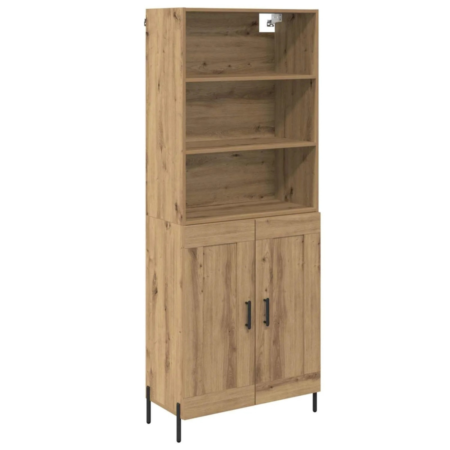 vidaXL Highboard Artisan-Eiche in Braun mit Schranktüren und Regalfächern, B/T/H: 69,5 x 32,5 x 180 cm - Bild 2