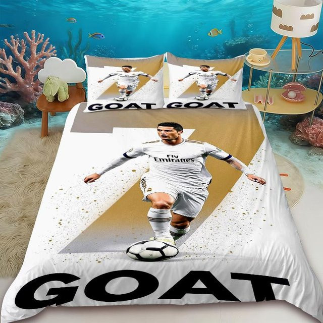 Bettwäsche-Set Flylo Fußballstar R-Ronaldo Design mit Bettbezug und Kissenbezug, Farbe: Weiß, B/H: 135 x 200 cm - Bild 1