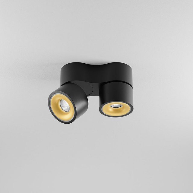 DLS Lighting Clippo S Duo LED-Wand- und Deckenstrahler in Schwarz/Gold aus Aluminium mit dimmbarer Warmweiß-Funktion (2700K) - Bild 1