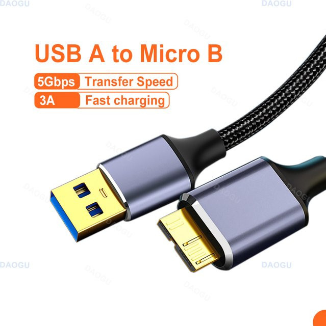 DAOGU USB 3.0 Micro B Datenkabel und Schnellladekabel in Schwarz - Bild 1