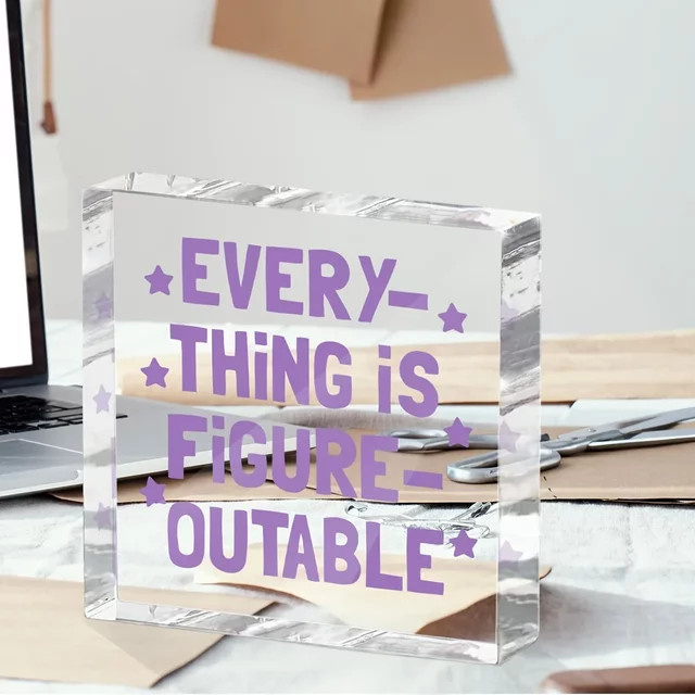 CIFBUY Lavendel-Stern Acryl Inspirations-Schild in Weiß, Schreibtisch-Dekoration mit Typografie, Breite: 10,16 cm, Höhe: 10,16 cm, Tiefe: 10,16 cm - Bild 1