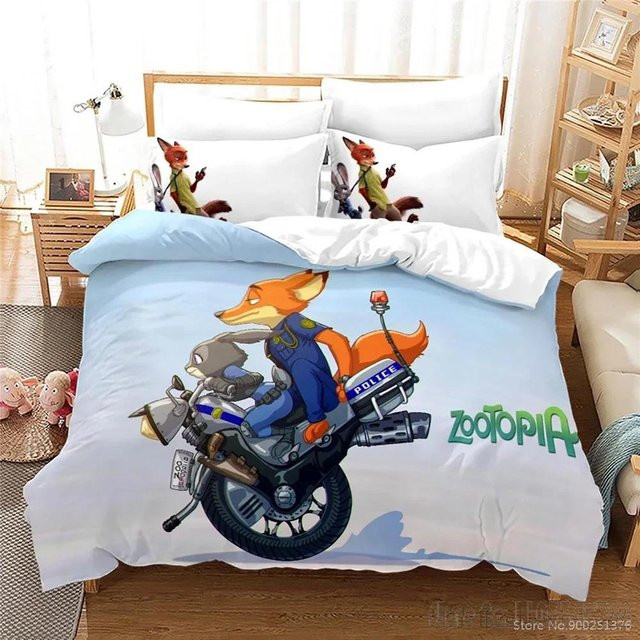 Lodestar Zootopia Bettwäsche-Set für Kinder mit 3D-Druck, Bettdeckenbezug und Kissenbezug, Blau, B/H: 260 x 220 cm - Bild 1
