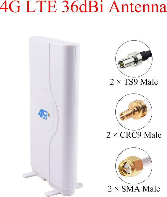 LYNNDM 4G LTE Mobile Panel-Antenne 700-2700 MHz mit 36dBi Gewinn, Weiß, 2 m Kabel mit TS9/CRC9/SMA-Stecker für 4G-Router und WiFi - Bild 1