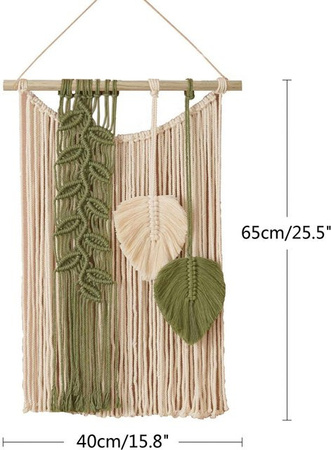 SEEQS Makramee Wandbehang in Beige mit floralem und abstraktem Design, Boho Wandteppich aus Textil, Breite: 40 cm, Höhe: 40 cm