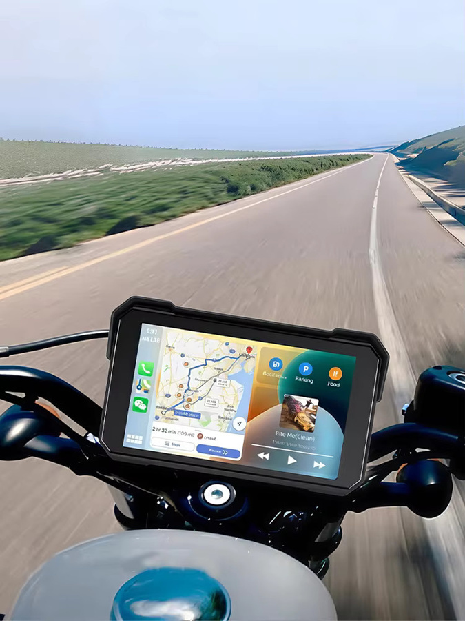 Jansite Tragbares 5-Zoll Motorrad-GPS-Navigationsdisplay mit CarPlay und Android Auto in Schwarz - Bild 7
