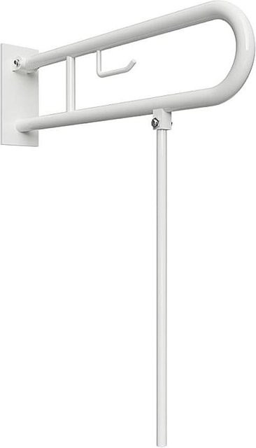 Brillantbad BELP Stützklappgriff in U-Form mit Toilettenpapierhalter und Standfuß aus Eisen in Weiß, H: 76,6 cm, B: 80 cm, T: 10 cm, Traglast 120 kg - Bild 1