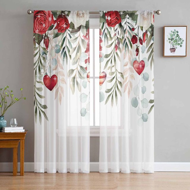 Yiran Furniture Transparentes Tüll-Vorhang aus Organza in Rosa mit Ösen, Breite: 135 cm, Höhe: 115 cm - Bild 1