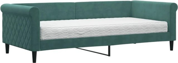 vidaXL Tagesbett mit Matratze in Dunkelgrün aus Samt, B/T/H: 90 x 200 cm