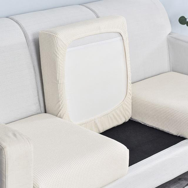 Airldianer Super-Stretch-Sofa-Sitzkissenbezug aus Polarfleece mit Jacquard-Struktur in Weiß, Größe S - Bild 1