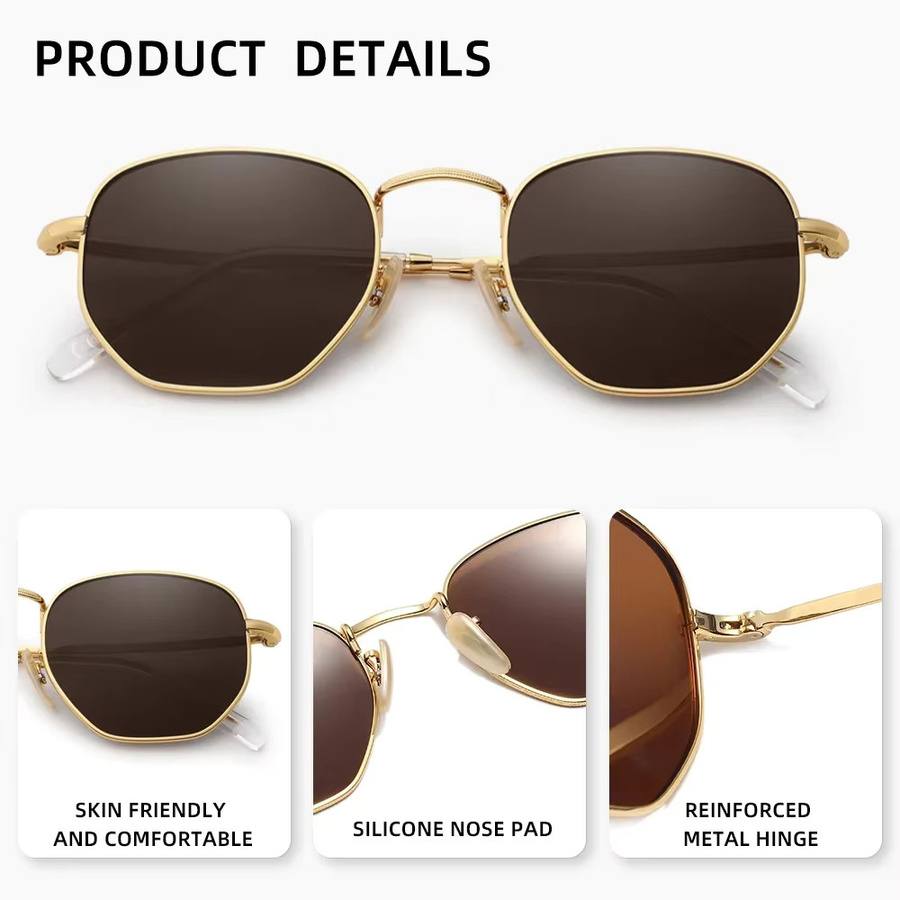 RIVIERSUN Sonnenbrille, Hexagonal, Vollrand, Metall, Gold, Unisex - Bild 2