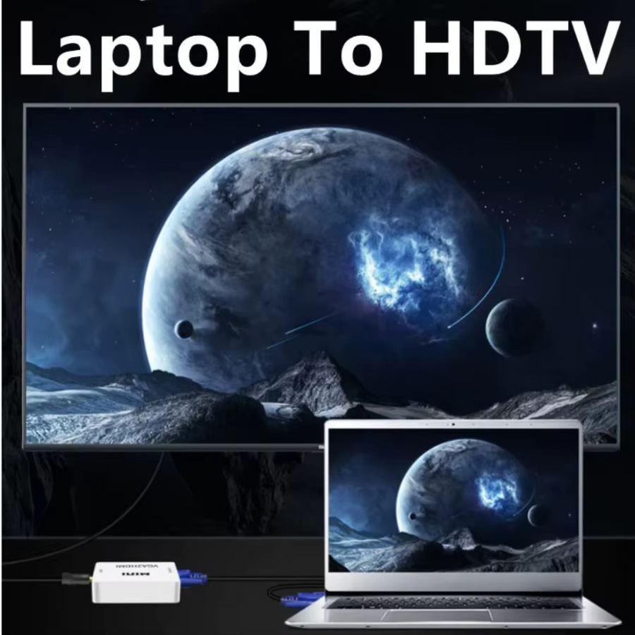 LccKaa VGA zu HDMI Konverter mit Audio, Full HD 1080P Adapter in Weiß für Notebook, PC, Xbox 360 und Projektor - Bild 4