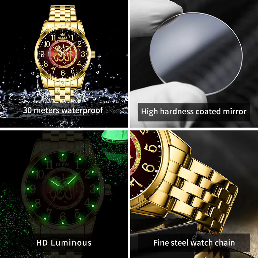 Olevs Armbanduhr Edelstahl, Quarz, Schwarz, Herren - Bild 4